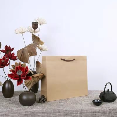 brown craft Promotional Paper Bags Zipper Top for Shoes clothing